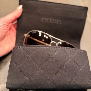 CHANEL “Pilot” AVIATOR Sunglasses & Eyewear Pouch